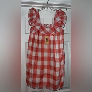 NWTs Entro Orange and white Checkered Dress